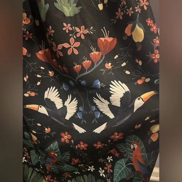 Coramoon Sz M Black Mystical Tropical Fern Print Cropped Top And Skirt Set Boho - Picture 6 of 7